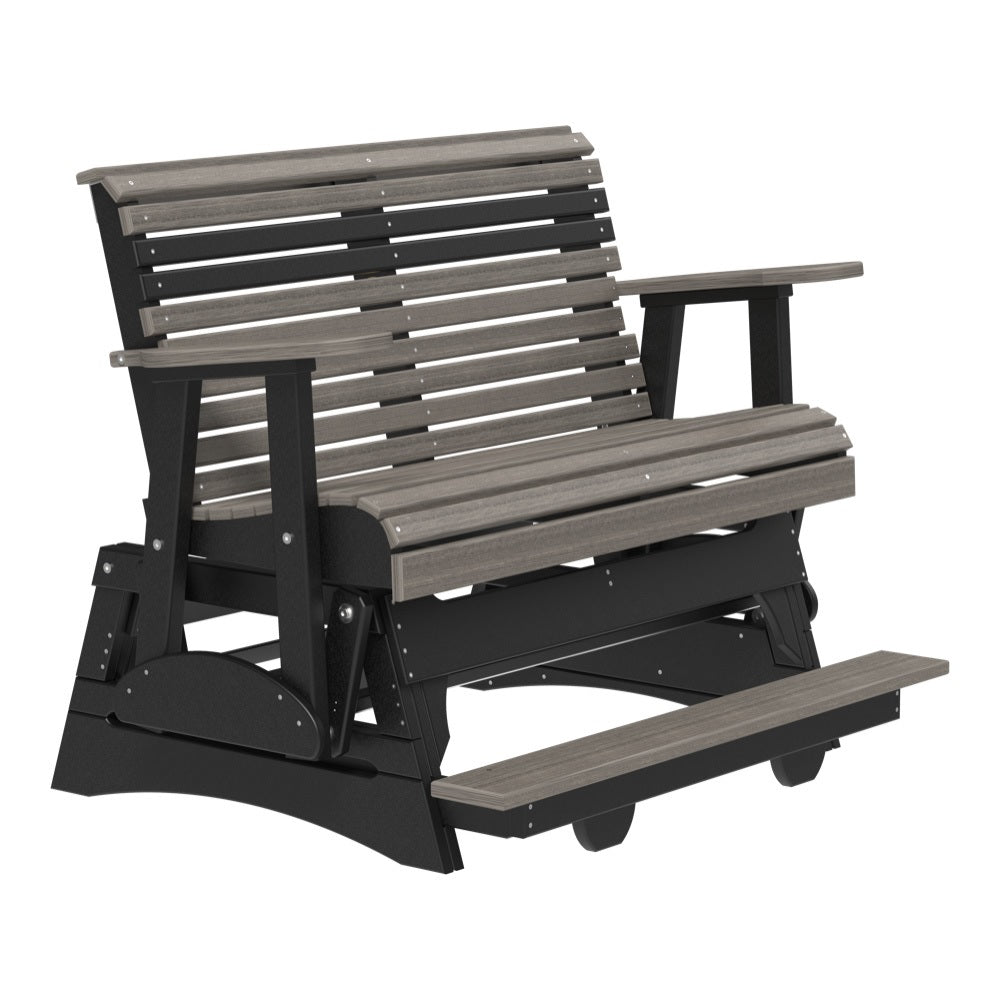 This is the Coastal Gray and Black colored glider bench on a white background.