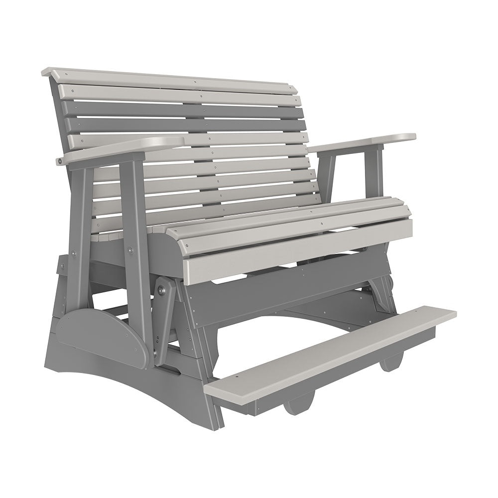 This is the Dove Gray and Slate colored glider bench on a white background.