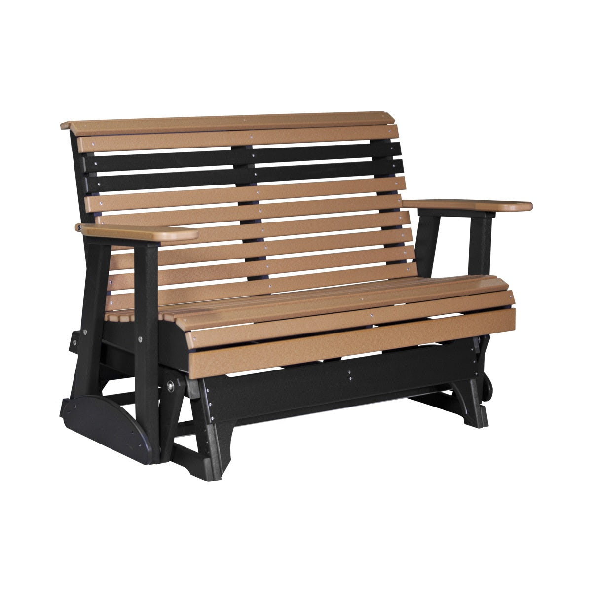 This is the Cedar and Black colored glider bench on a white background.