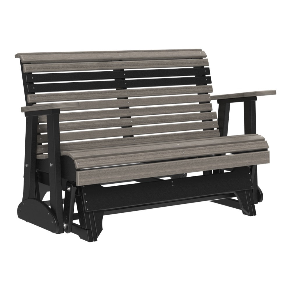 This is the Coastal Gray and Black colored glider bench on a white background.