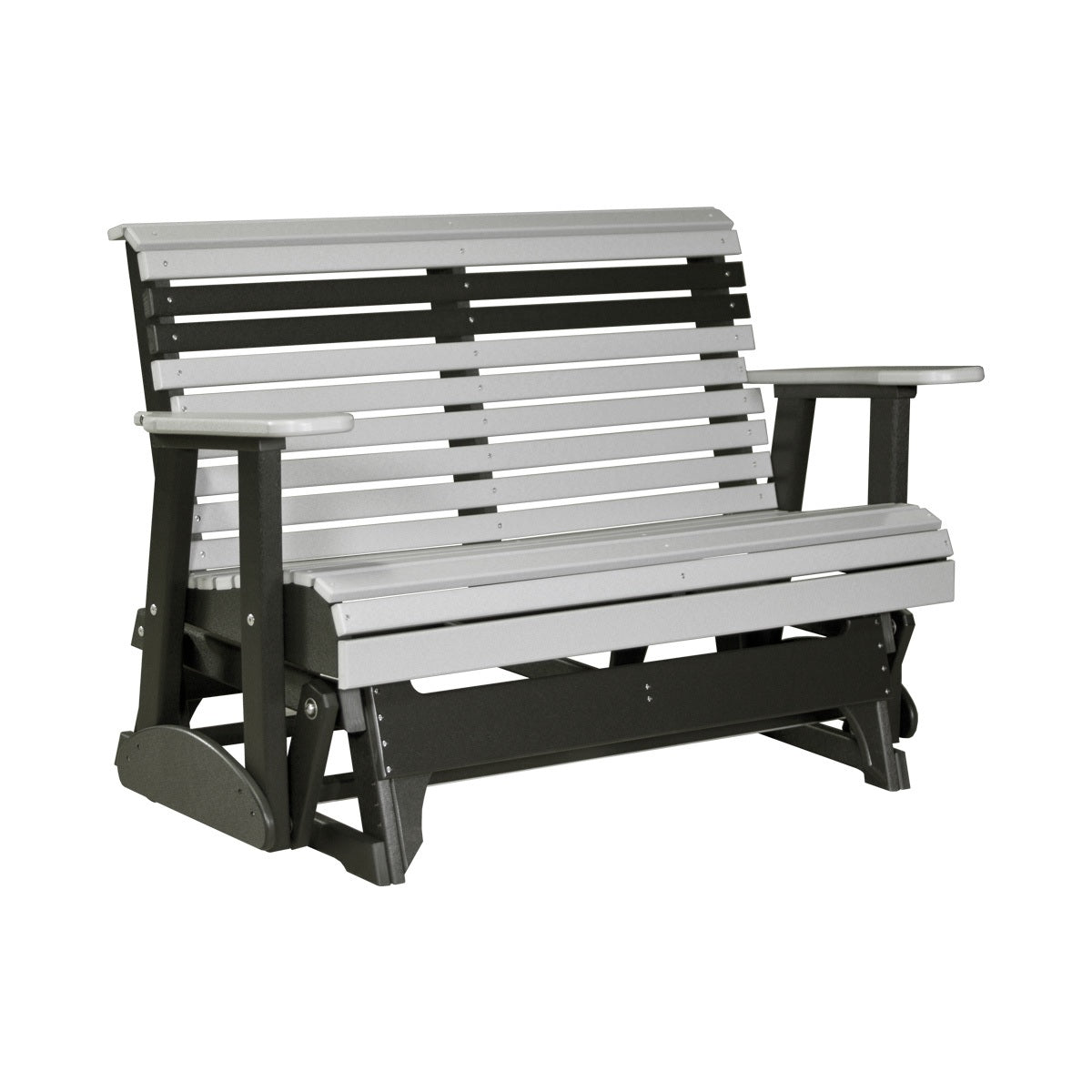 This is the Dove Gray and Black colored glider bench on a white background.