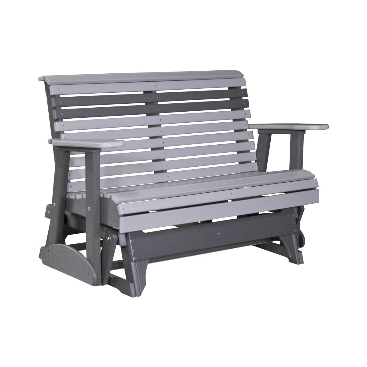 This is the Dove Gray and Slate colored glider bench on a white background.