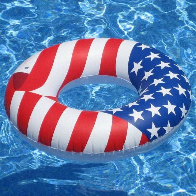 Inner tube designed to look like the American flag.