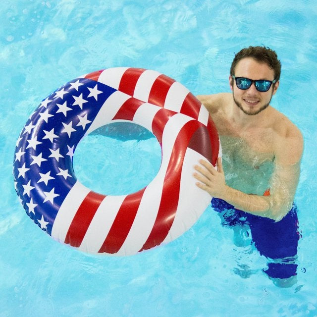 Inner tube designed to look like the American flag.