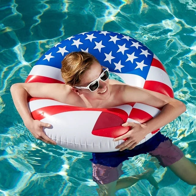 Inner tube designed to look like the American flag.