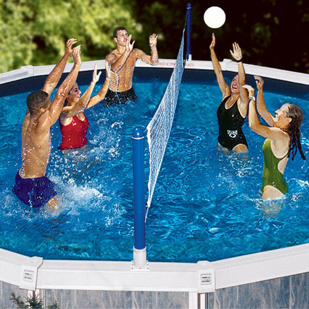 Pool volleyball game.