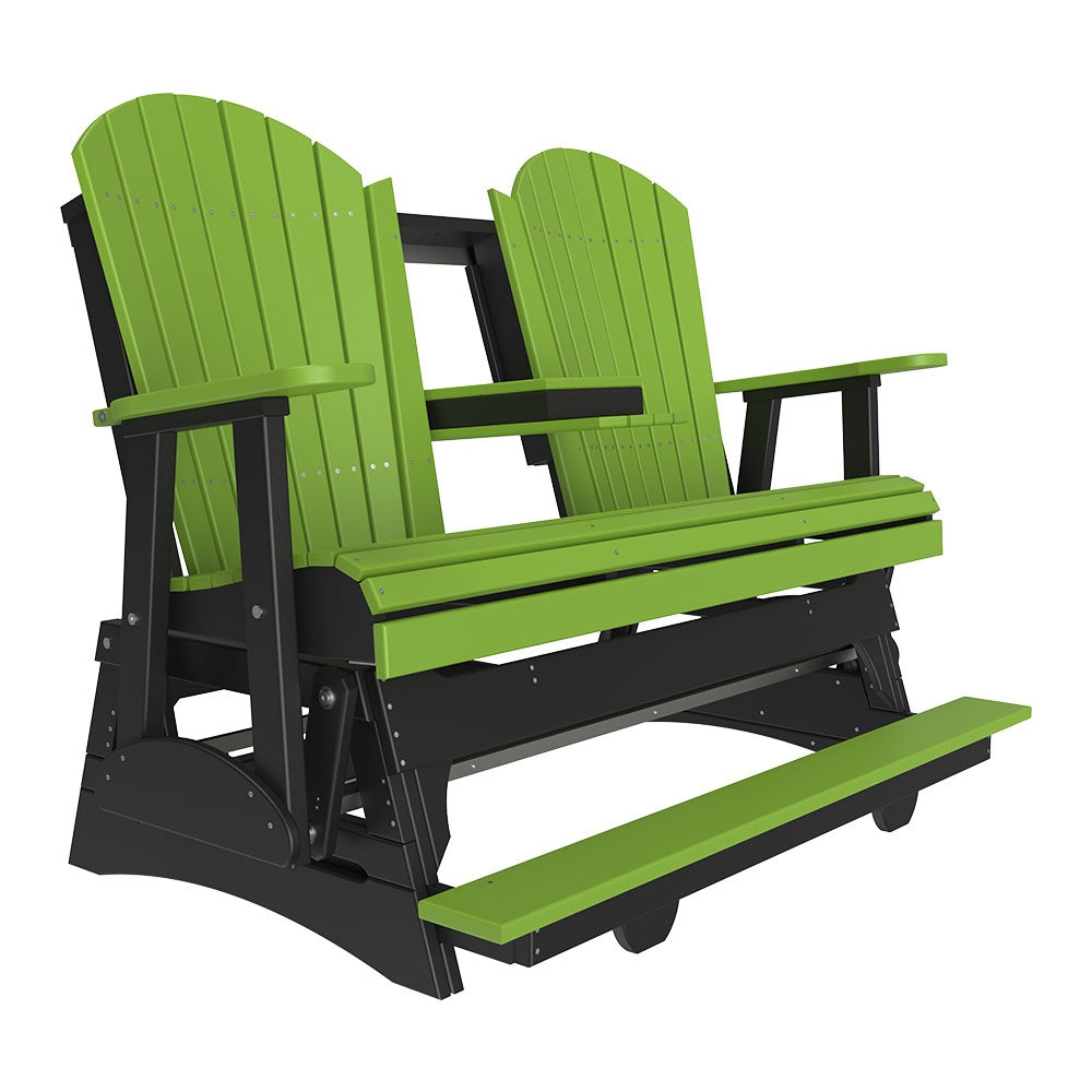 This is a Lime Green and Black colored Adirondack balcony glider bench on a white background.