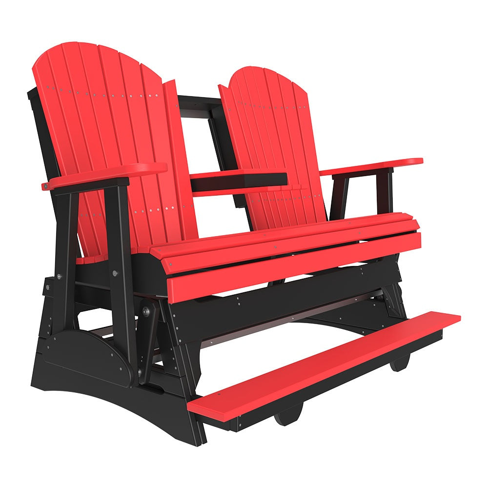This is a Red and Black colored Adirondack balcony glider bench on a white background.