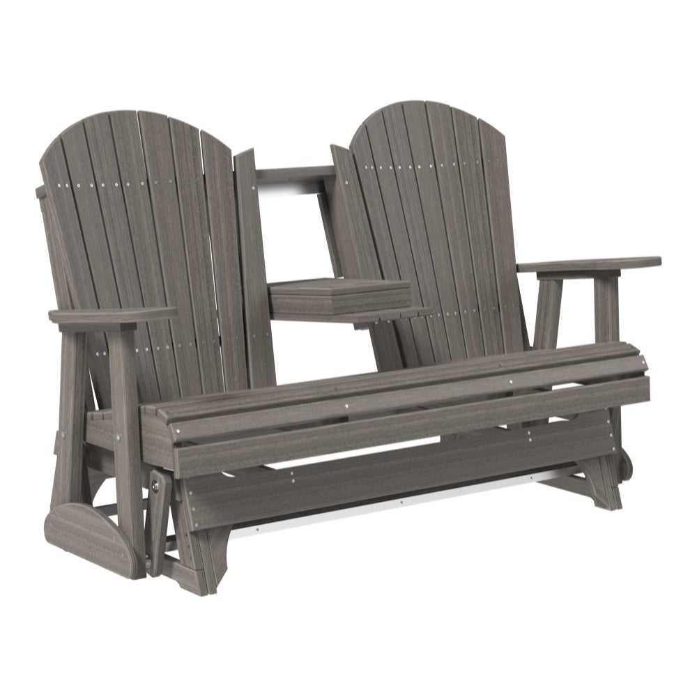 This is a Coastal Gray colored Adirondack glider bench on a white background.