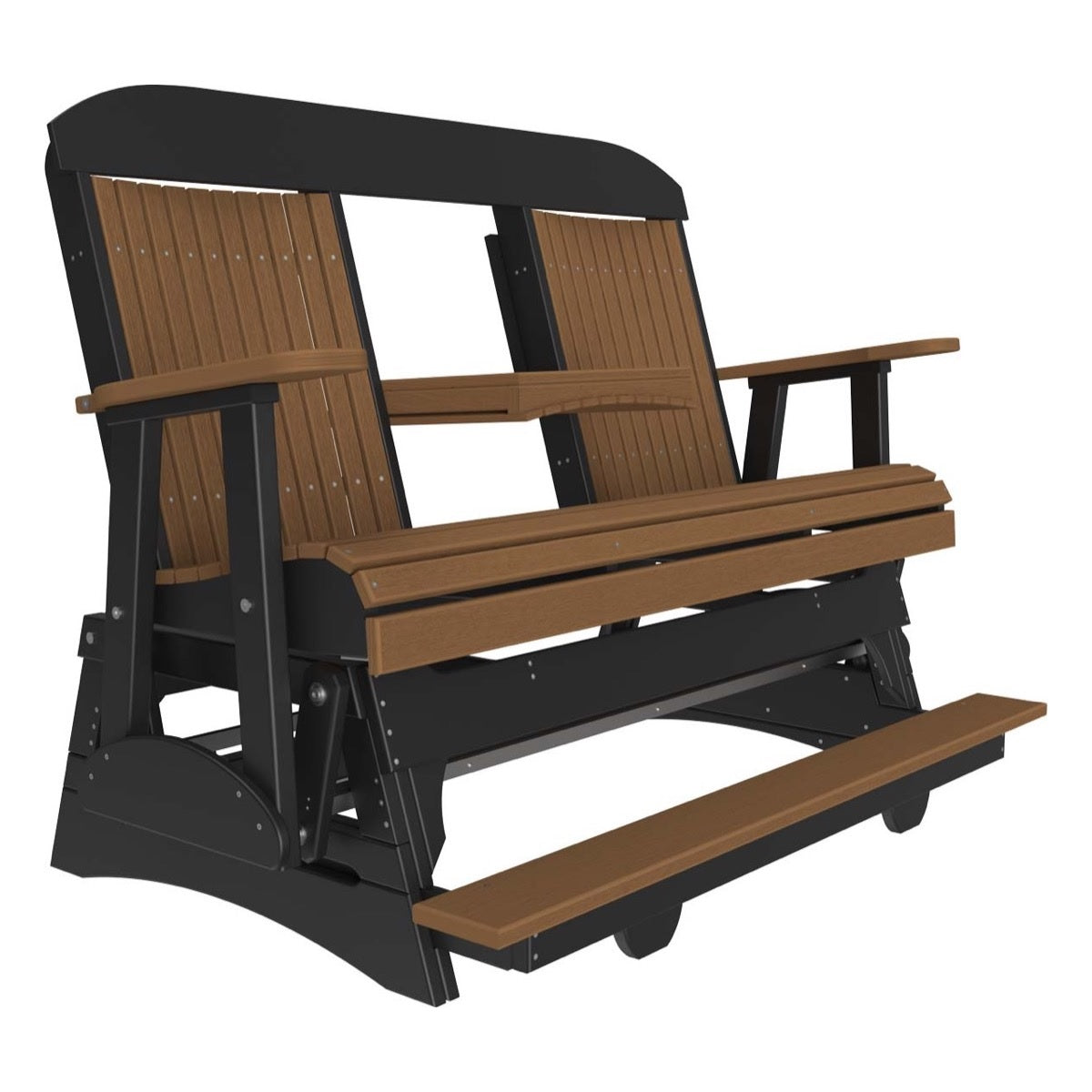 This is the Antique Mahogany and Black colored Classic Balcony Glider bench on a white background.