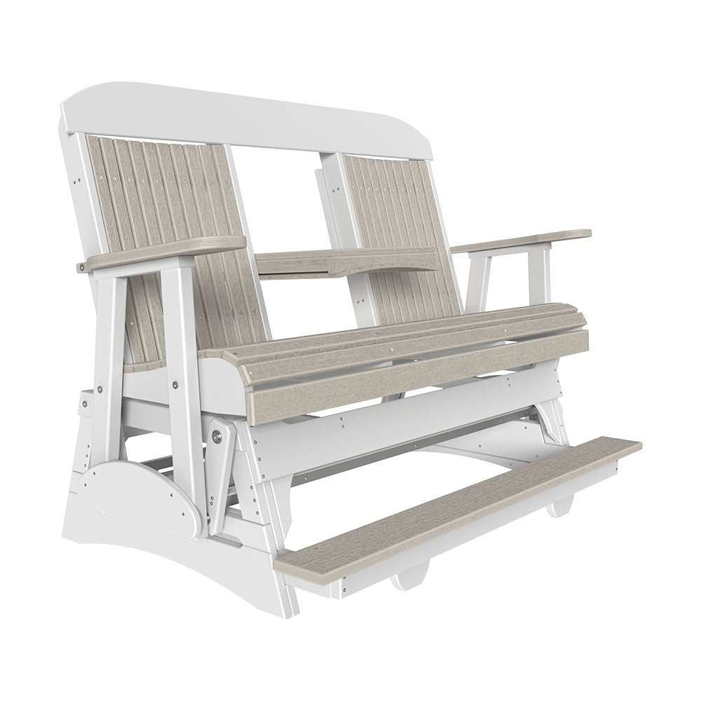 This is the Birch and White colored Classic Balcony Glider bench on a white background.