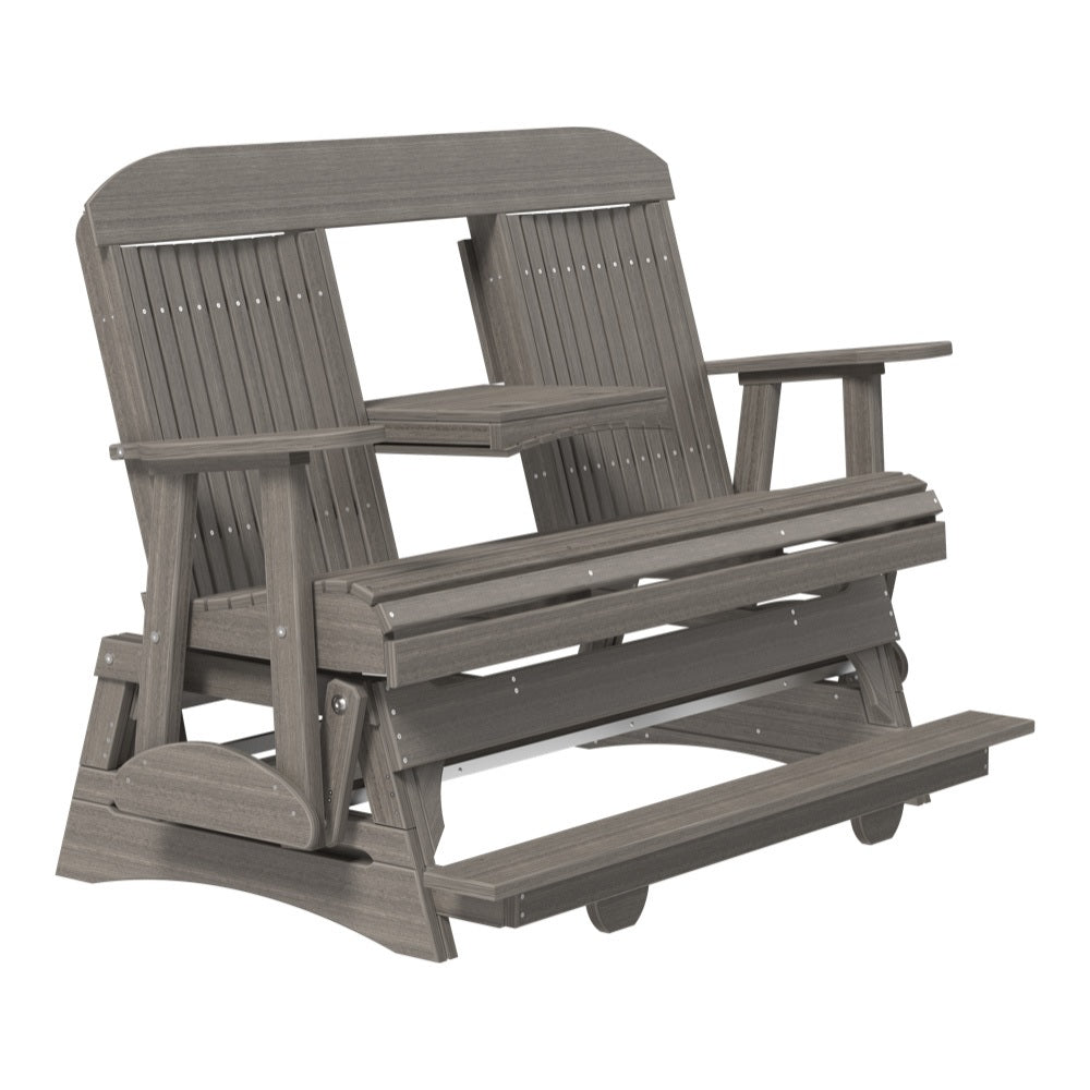 This is the Coastal Gray colored Classic Balcony Glider bench on a white background.