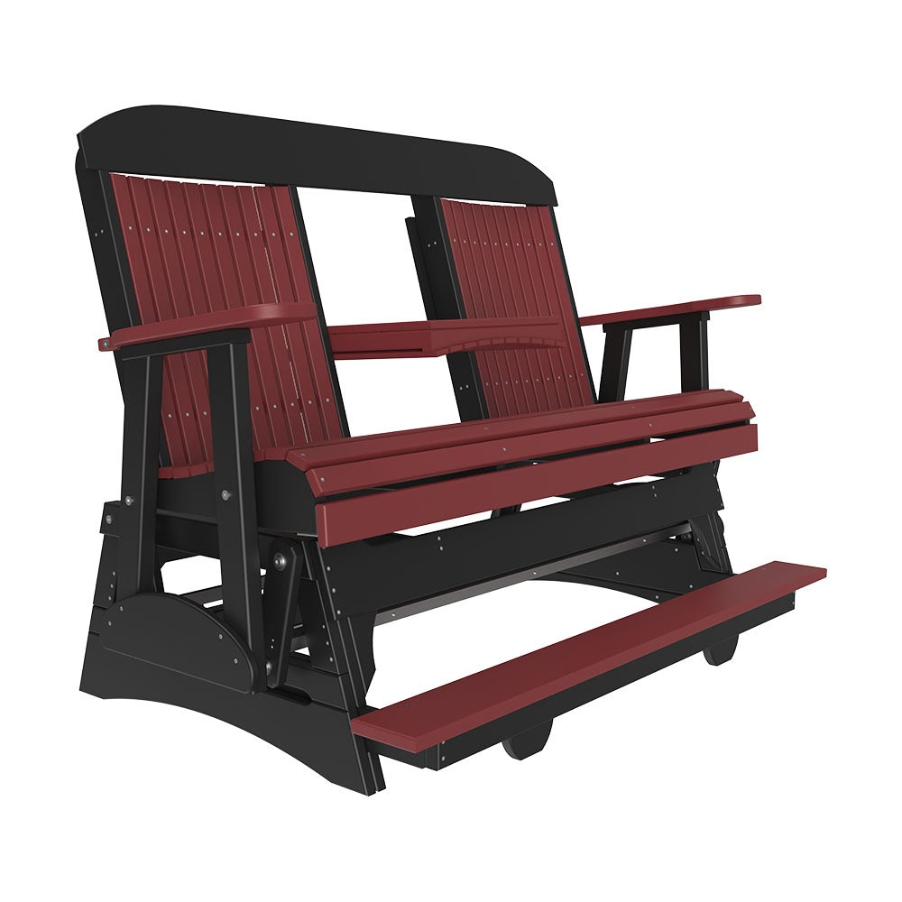 This is the Cherrywood and Black colored Classic Balcony Glider bench on a white background.