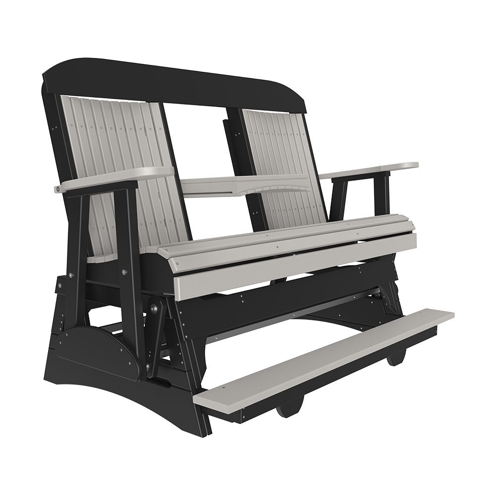 This is the Dove Gray and Black colored Classic Balcony Glider bench on a white background.