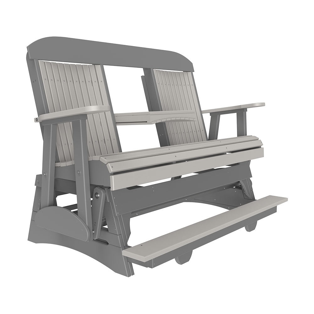This is the Dove Gray and Slate colored Classic Balcony Glider bench on a white background.