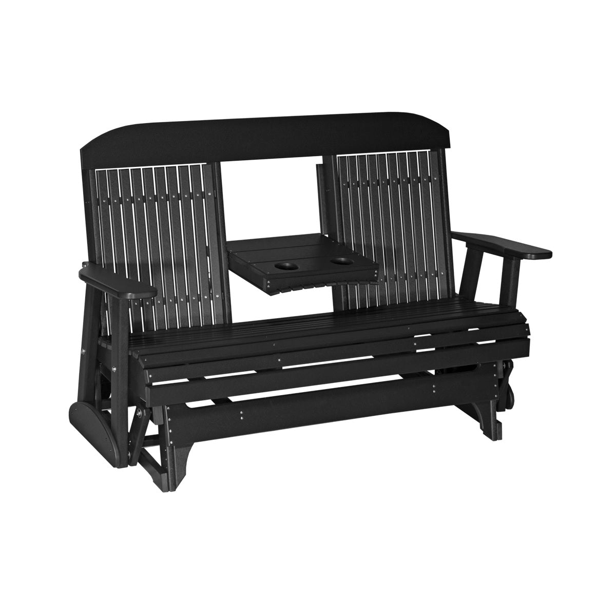 This is the Black colored classic glider bench on a white background.