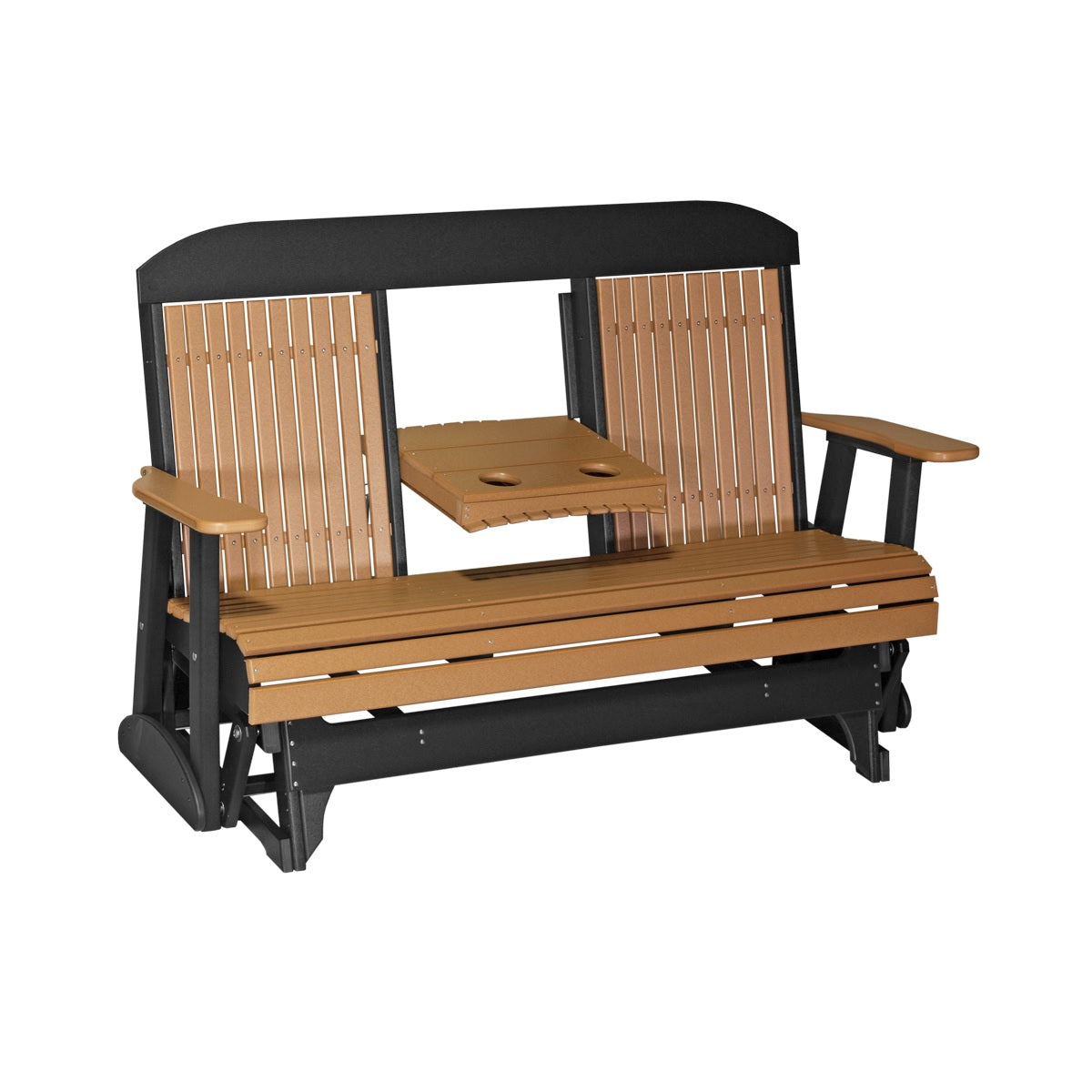 This is the Cedar and Black colored classic glider bench on a white background.