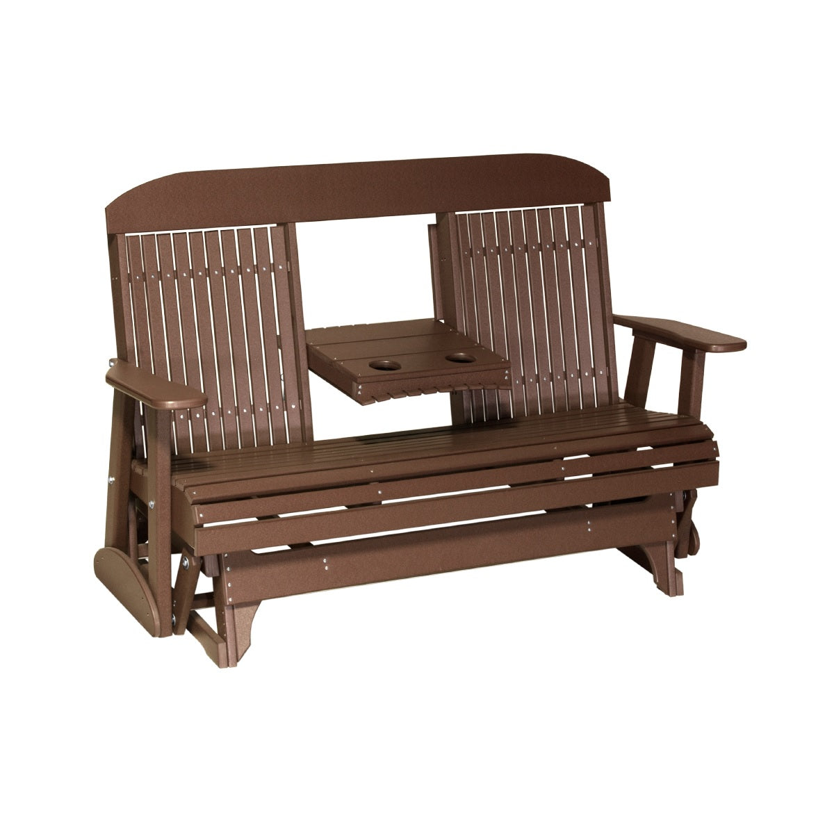 This is the Chestnut Brown colored classic glider bench on a white background.