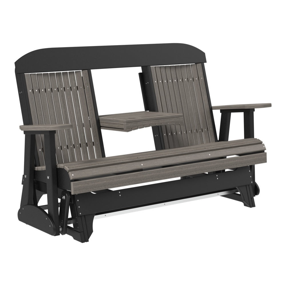 This is the Coastal Gray and Black colored classic glider bench on a white background.