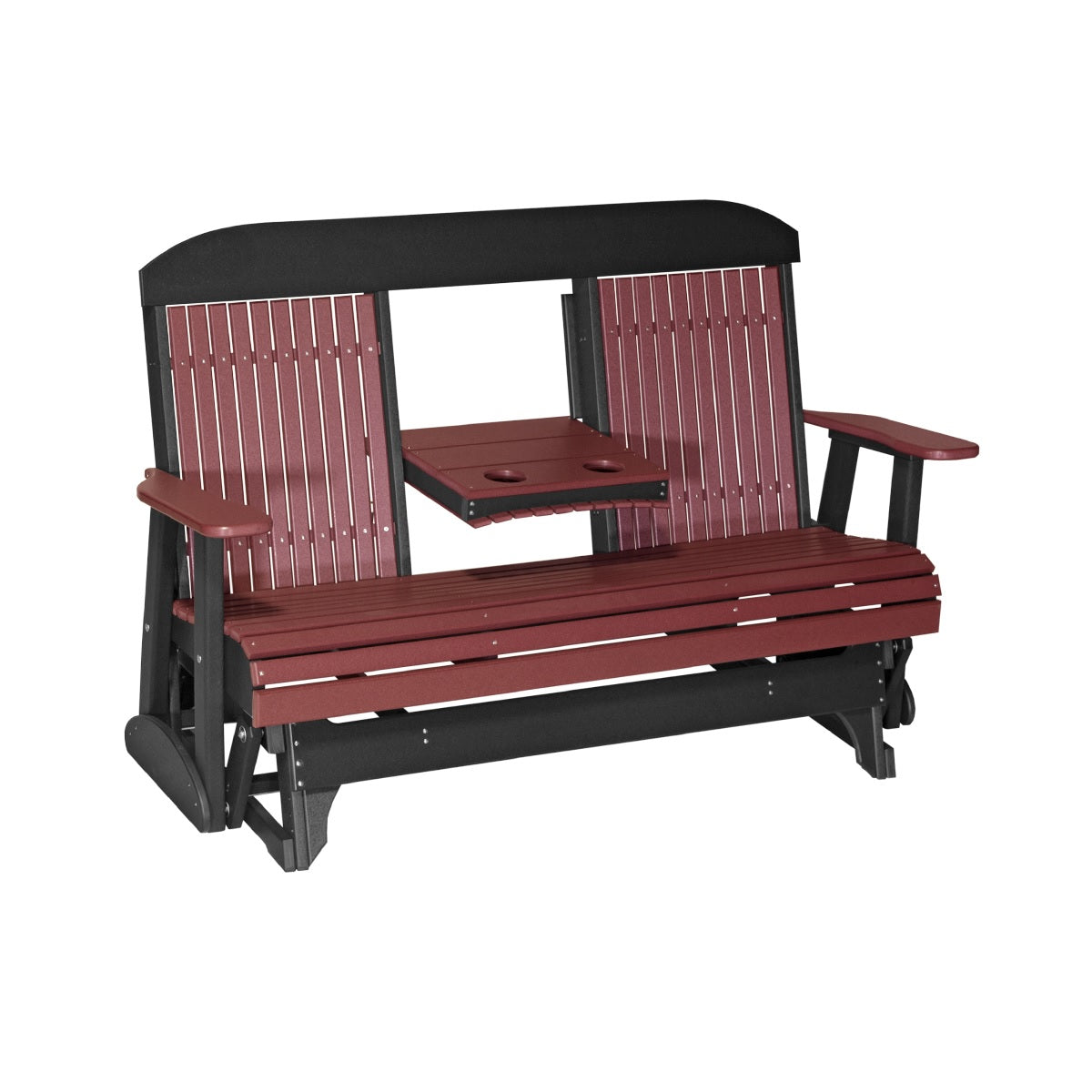 This is the Cherrywood and Black colored classic glider bench on a white background.