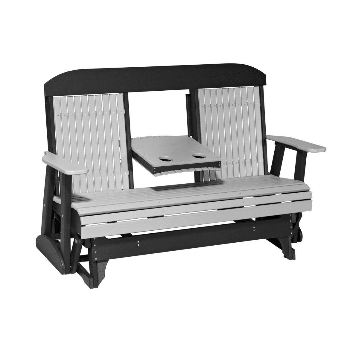 This is the Dove Gray and Black colored classic glider bench on a white background.