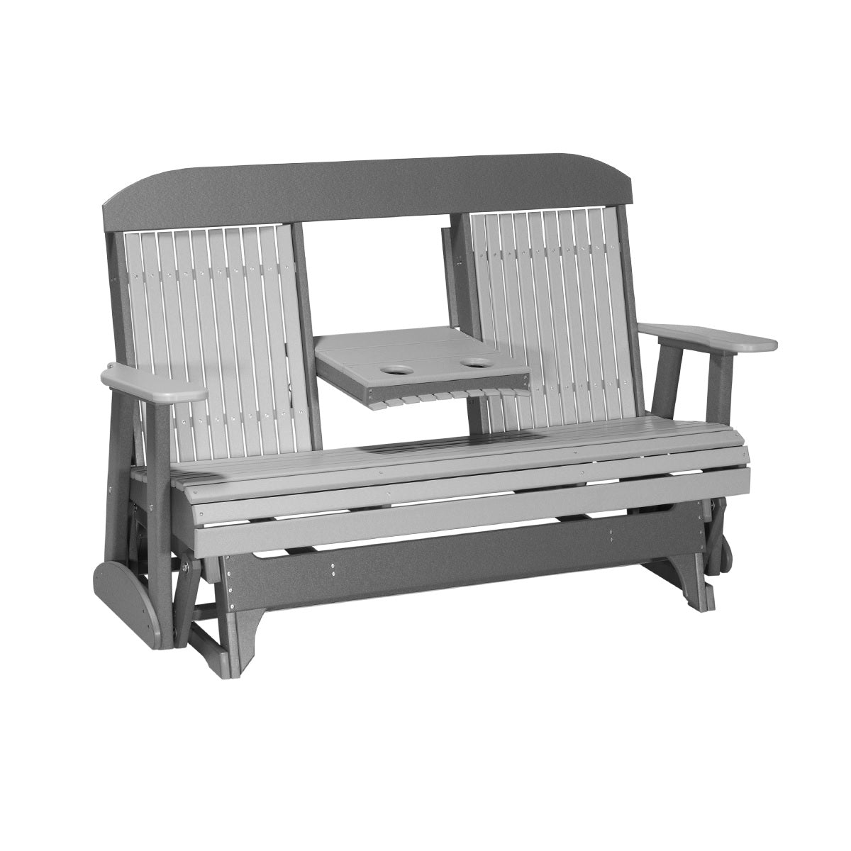 This is the Dove Gray and Slate colored classic glider bench on a white background.