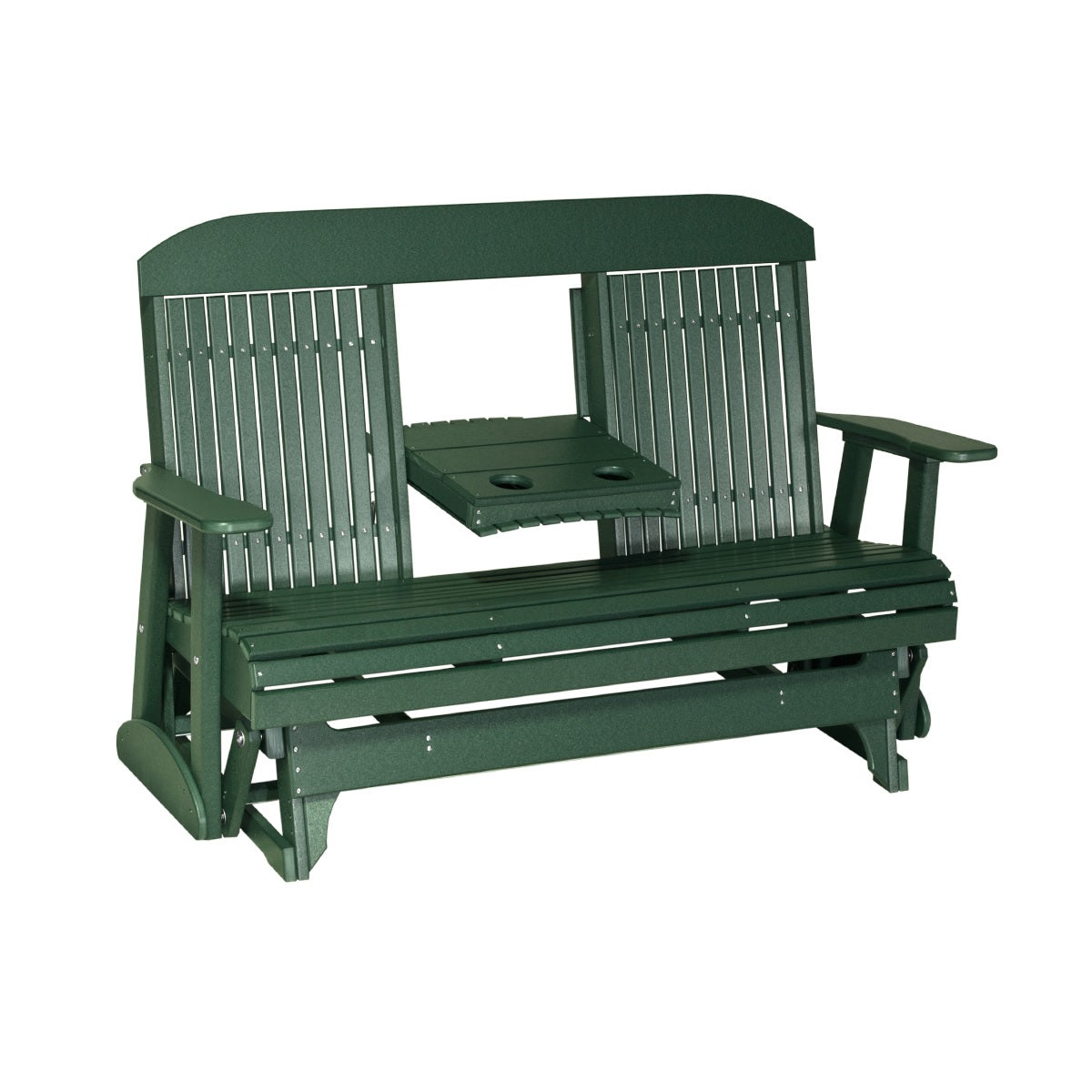 This is the Green colored classic glider bench on a white background.