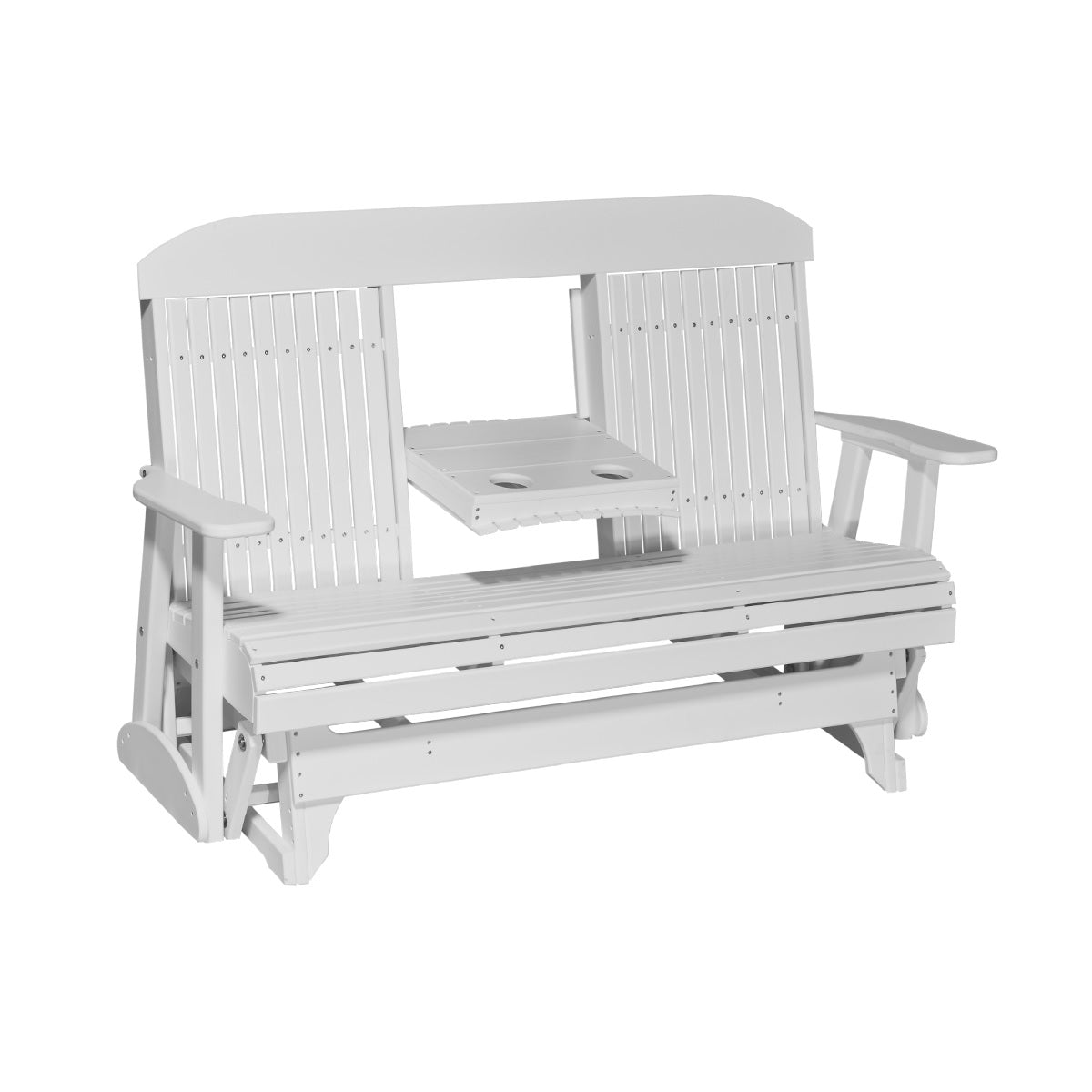 This is the White colored classic glider bench on a white background.