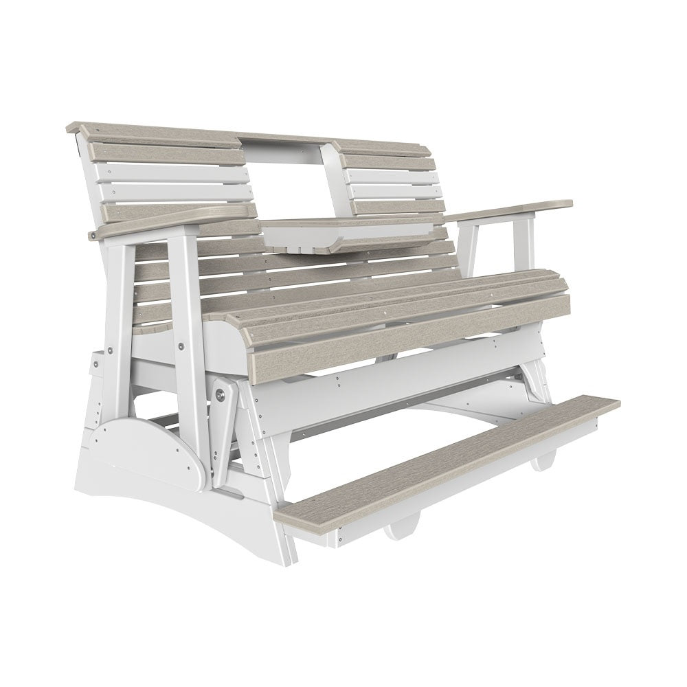 This is the Birch and White colored glider bench on a white background.