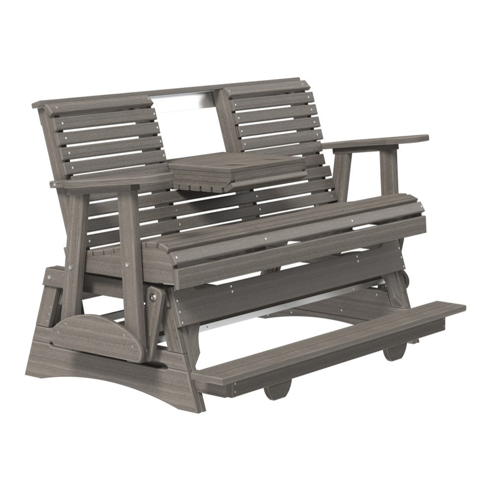 This is the Coastal Gray colored glider bench on a white background.