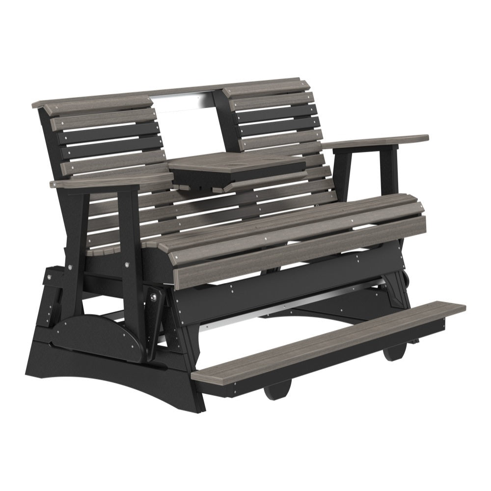This is the Coastal Gray and Black colored glider bench on a white background.