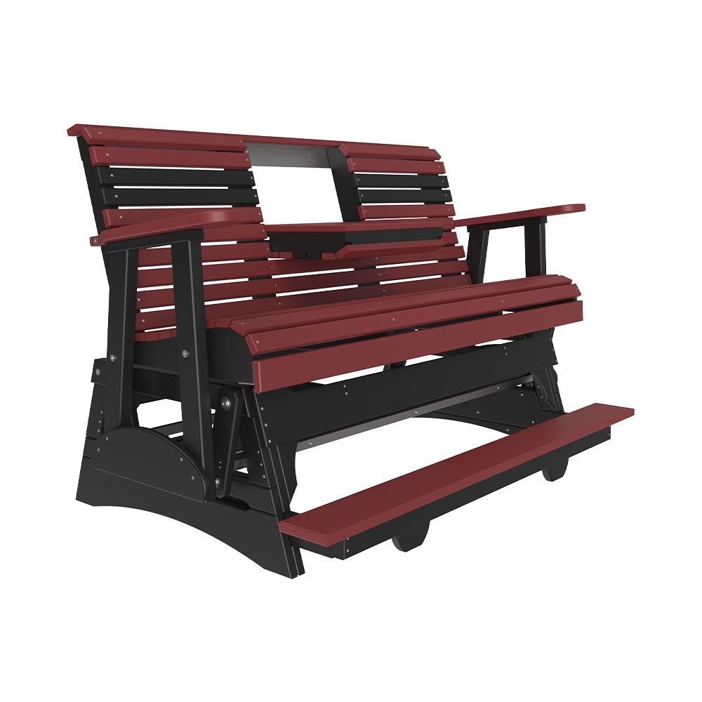 This is the Cherrywood and Black colored glider bench on a white background.