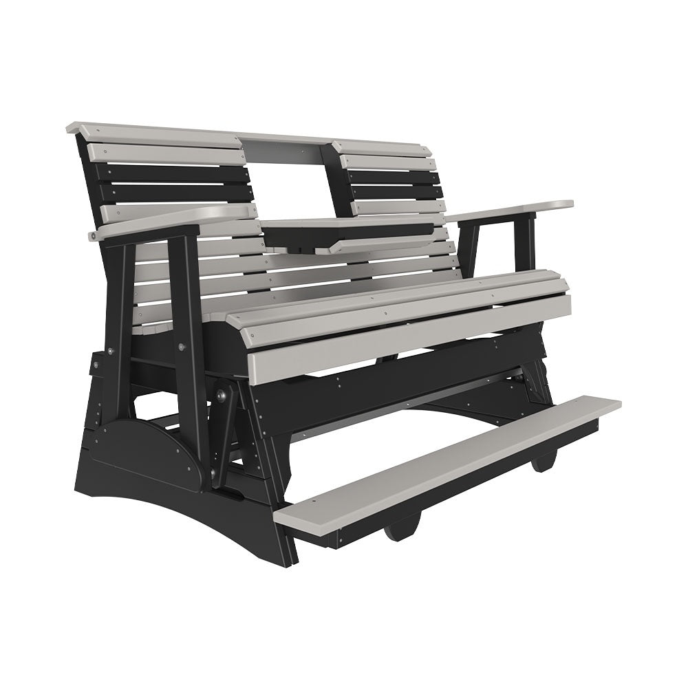 This is the Dove Gray and Black colored glider bench on a white background.