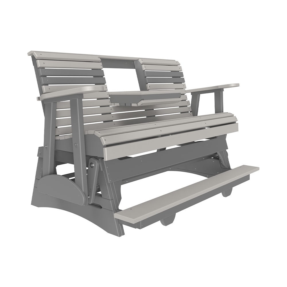 This is the Dove Gray and Slate colored glider bench on a white background.