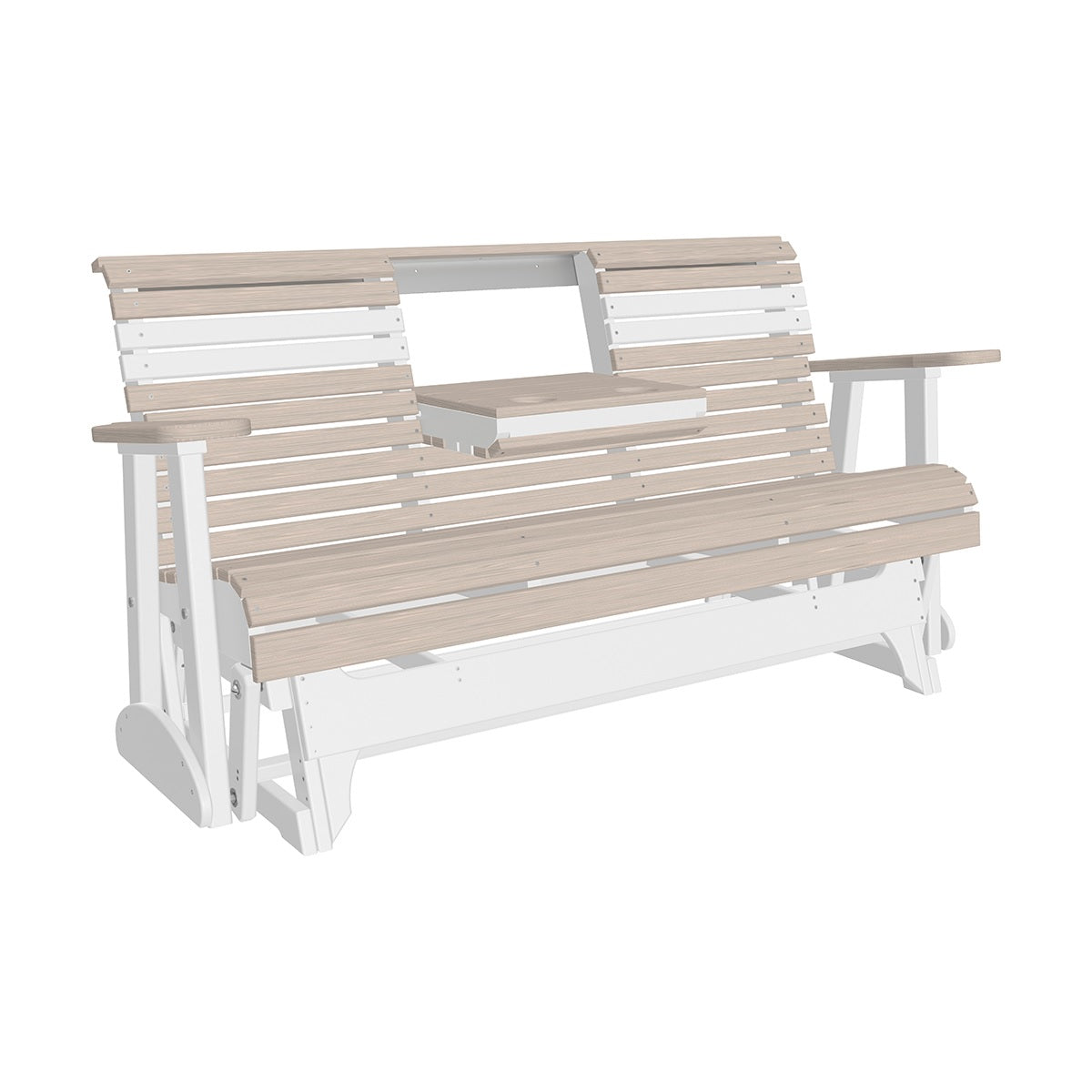 This is the Birch and White colored glider bench on a white background.