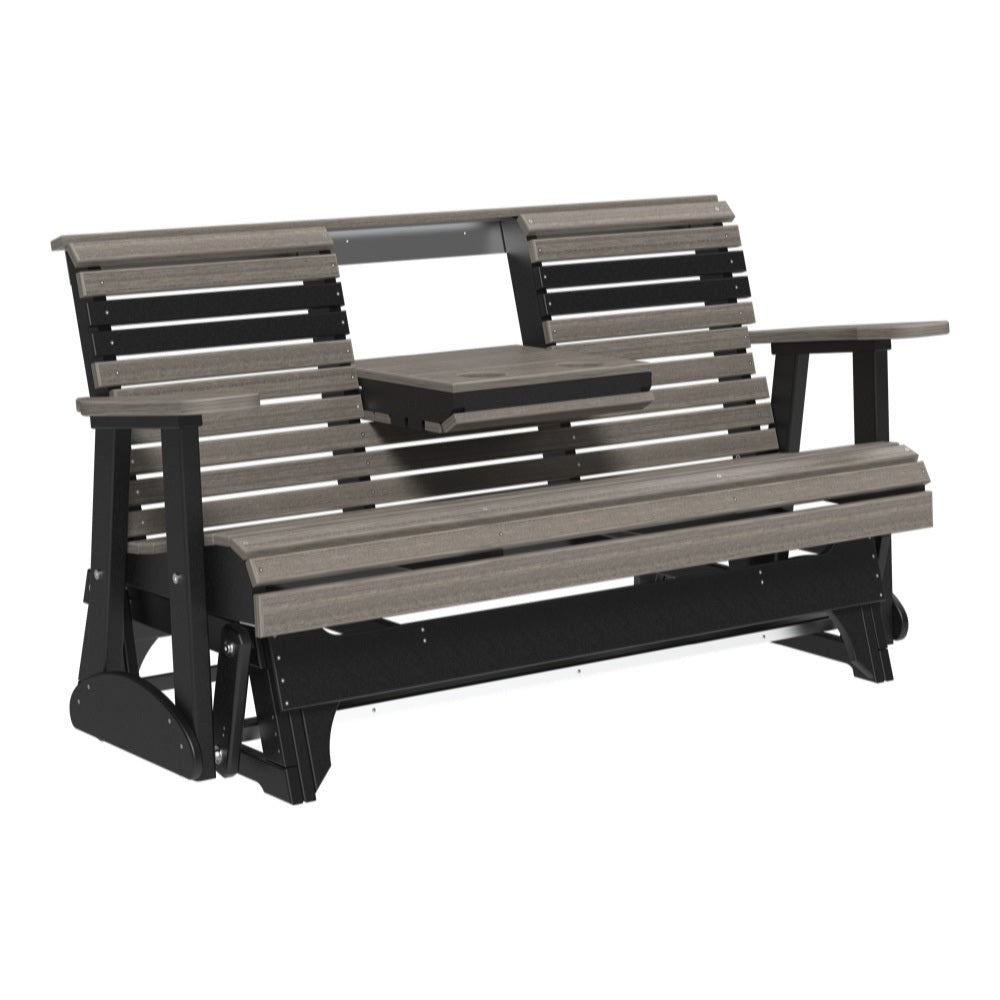This is the Coastal Gray and Black colored glider bench on a white background.