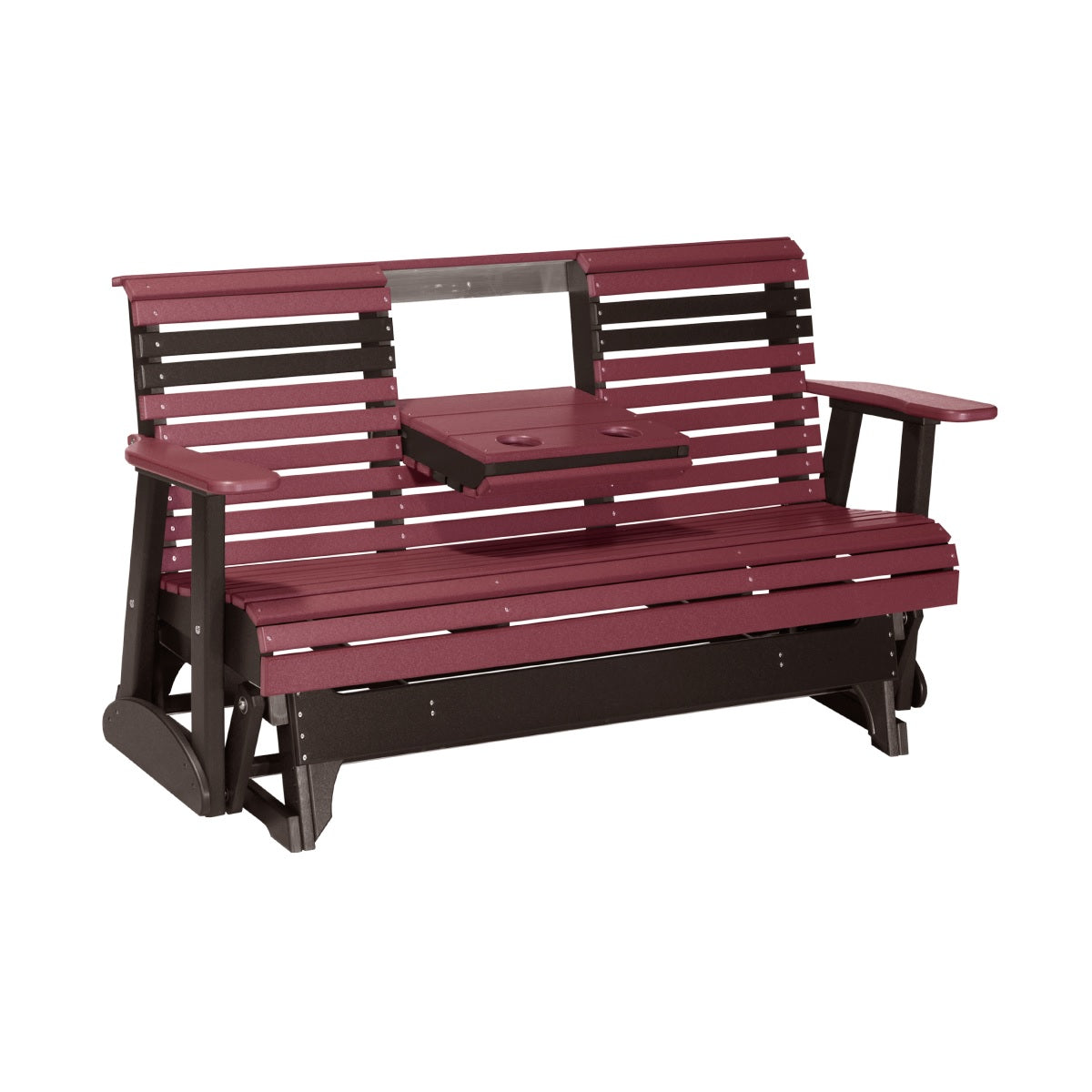 This is the Cherrywood and Black colored glider bench on a white background.