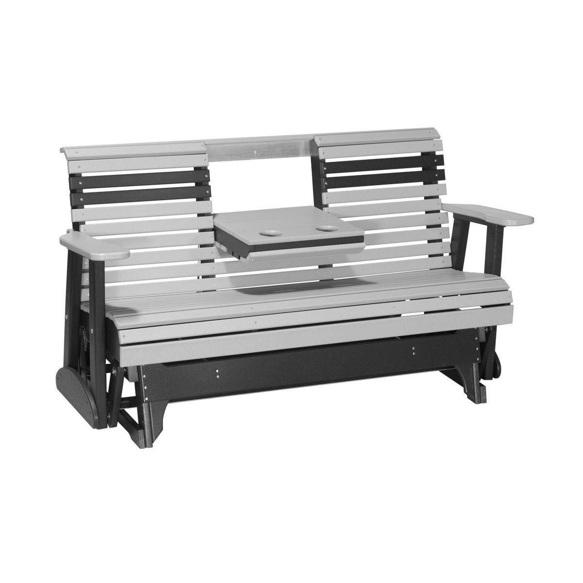 This is the Dove Gray and Black colored glider bench on a white background.