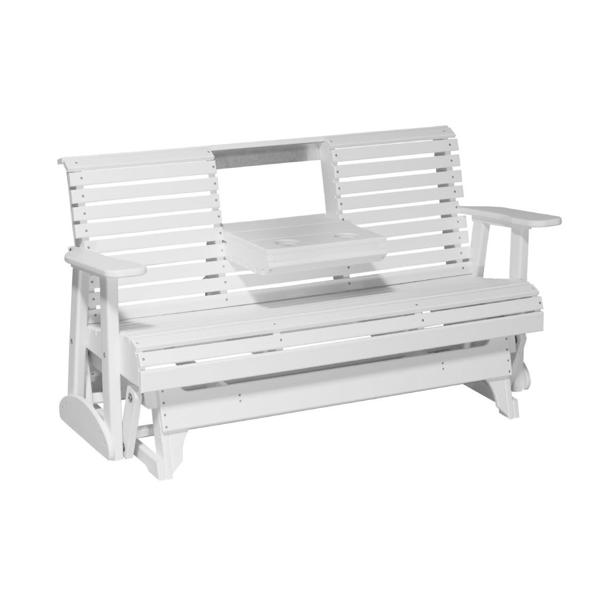 This is the White colored glider bench on a white background.