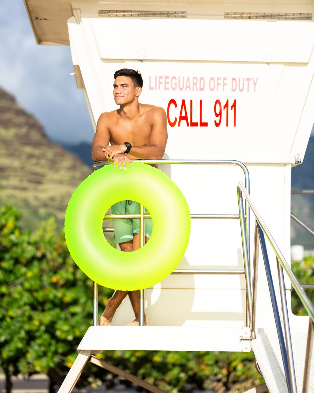 Neon yellow inner tube.