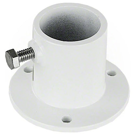 White cast aluminum deck ladder flange.