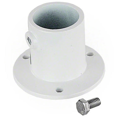 White cast aluminum deck ladder flange.