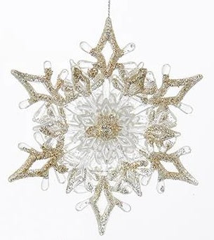 Ornaments shaped like snowflakes.