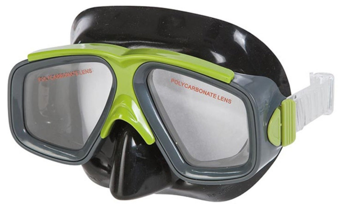 This is the mask that is is lime green, black and gray.