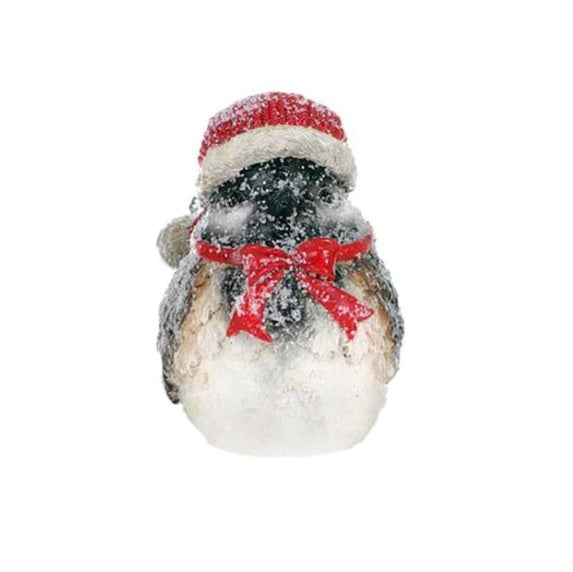 4" Sparrow with Santa Hat Shelf Sitter