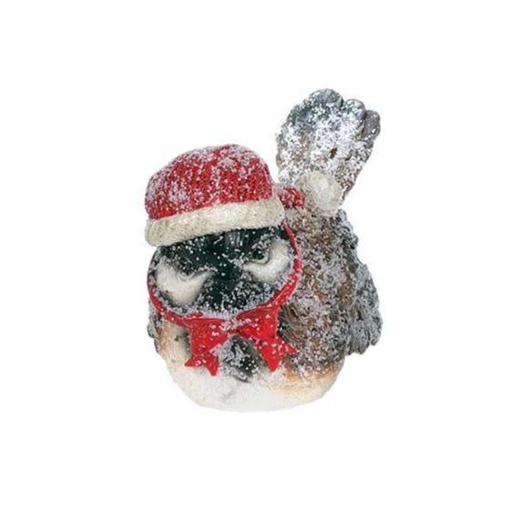 4" Sparrow with Santa Hat Shelf Sitter