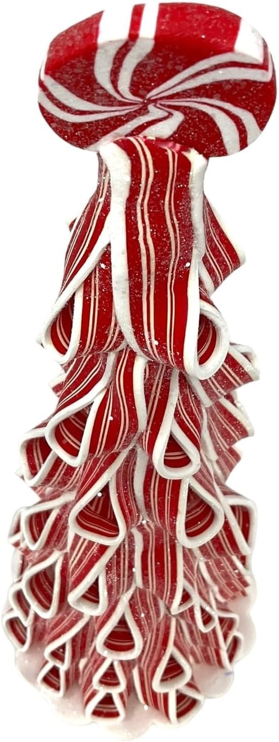 14" Battery-Operated Peppermint Ribbon Candy Tree