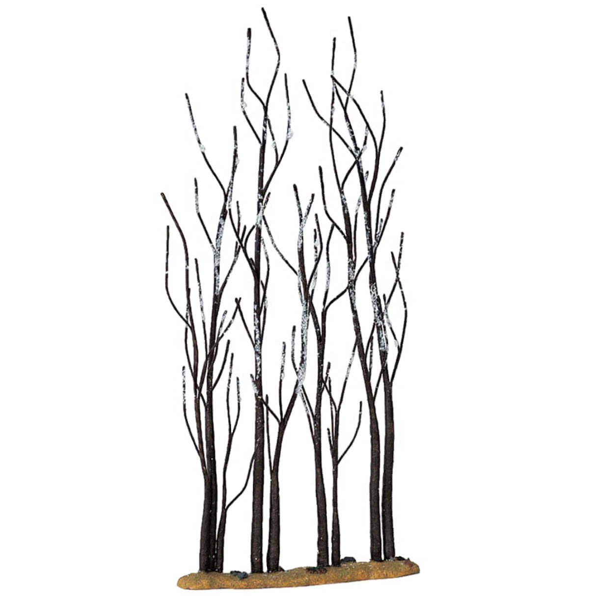 Polyresin village accessory for a Lemax display. Designed to look like a set of bare sycamore trees. The branches are lighted covered in snow.