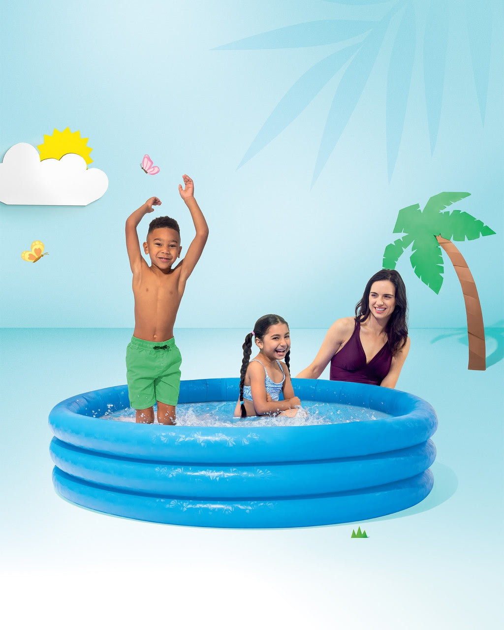 Blue inflatable pool for kids.