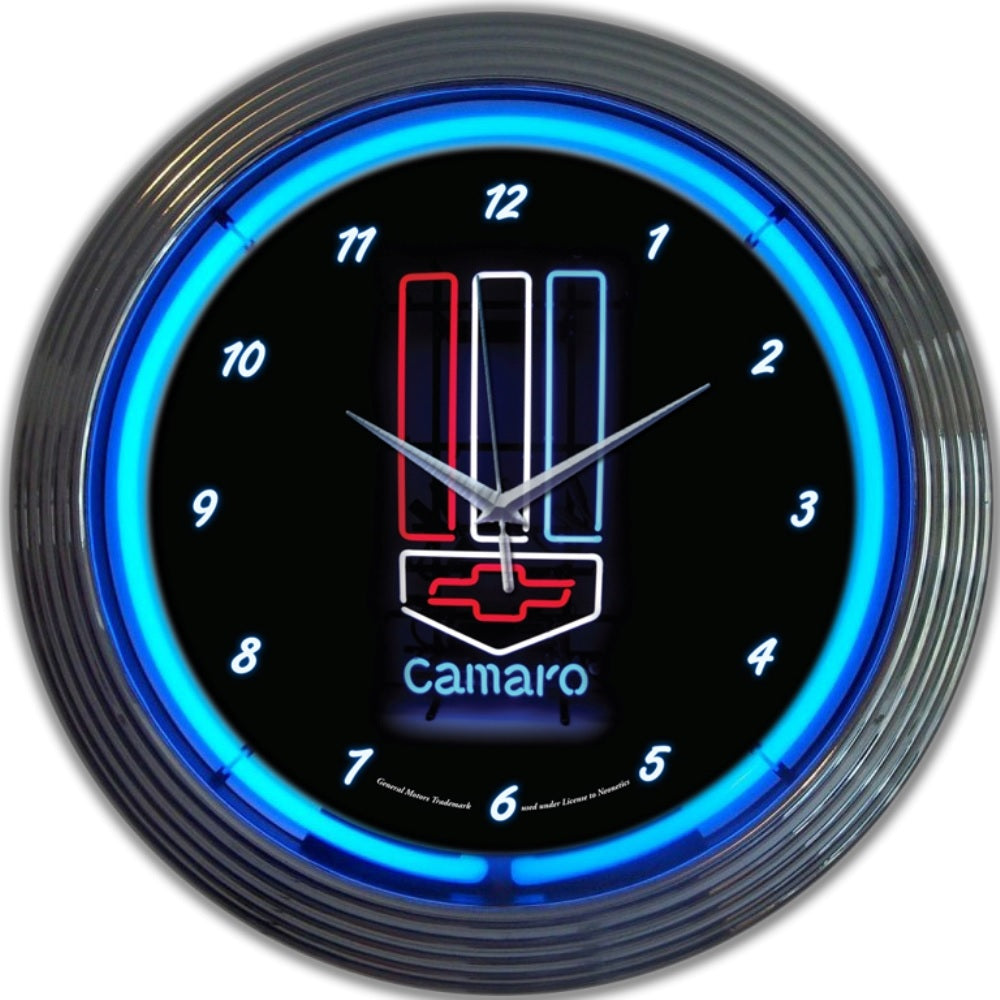 Neonetics GM Camaro Red, White & Blue Neon Clock